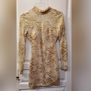 Honey and Rosie Gold Sequin Dress, Size S